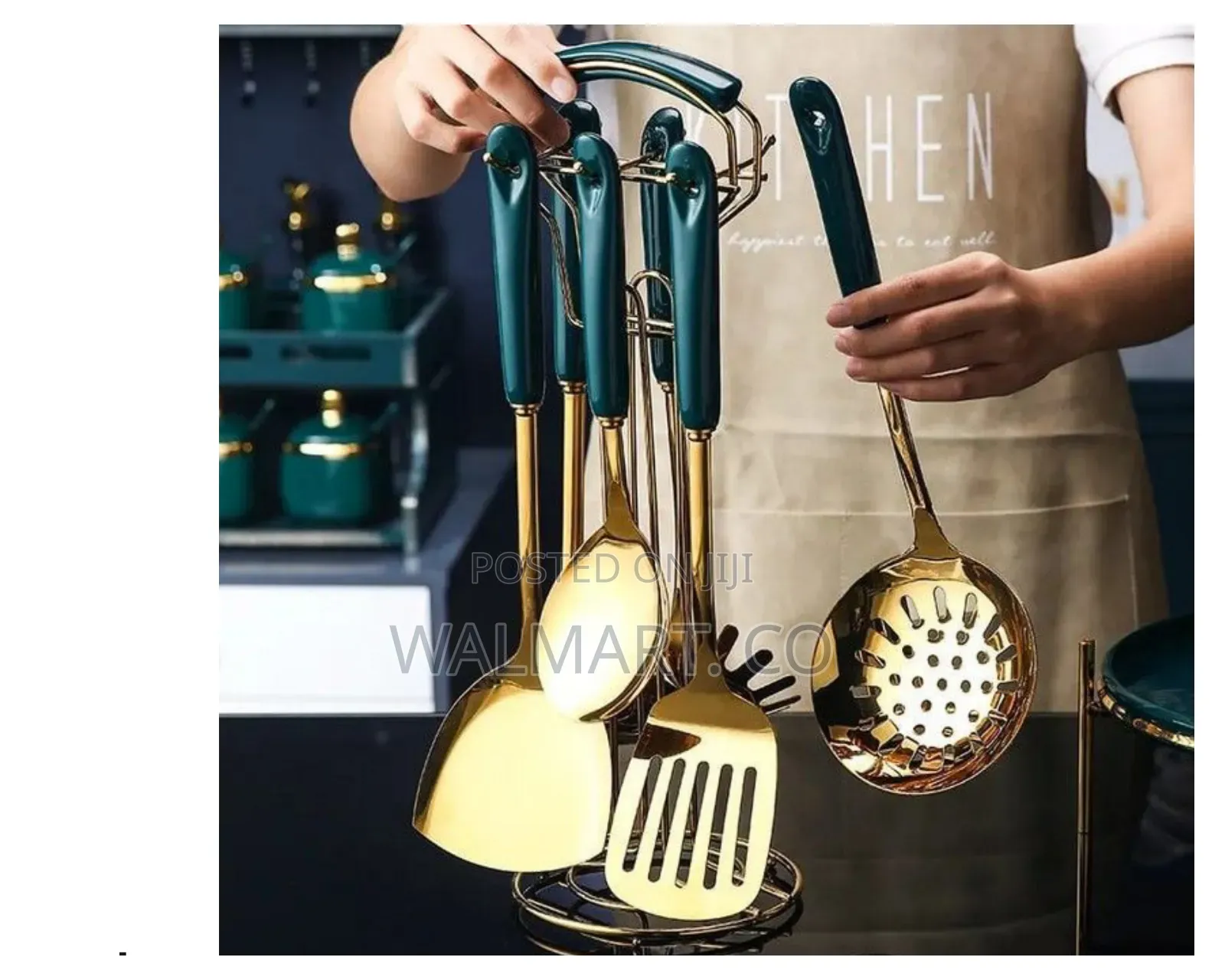 7 Piece Stainless Steel Kitchen Utensil Set-Gold