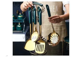 7 Piece Stainless Steel Kitchen Utensil Set-Gold