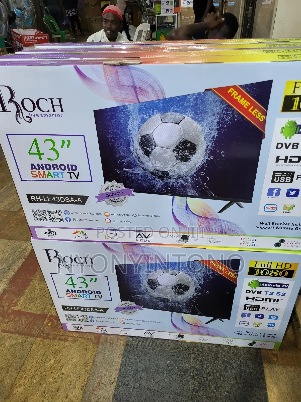 Roch 43" Android Smart Flameless Tv With Inbuilt Free to Air Decoder