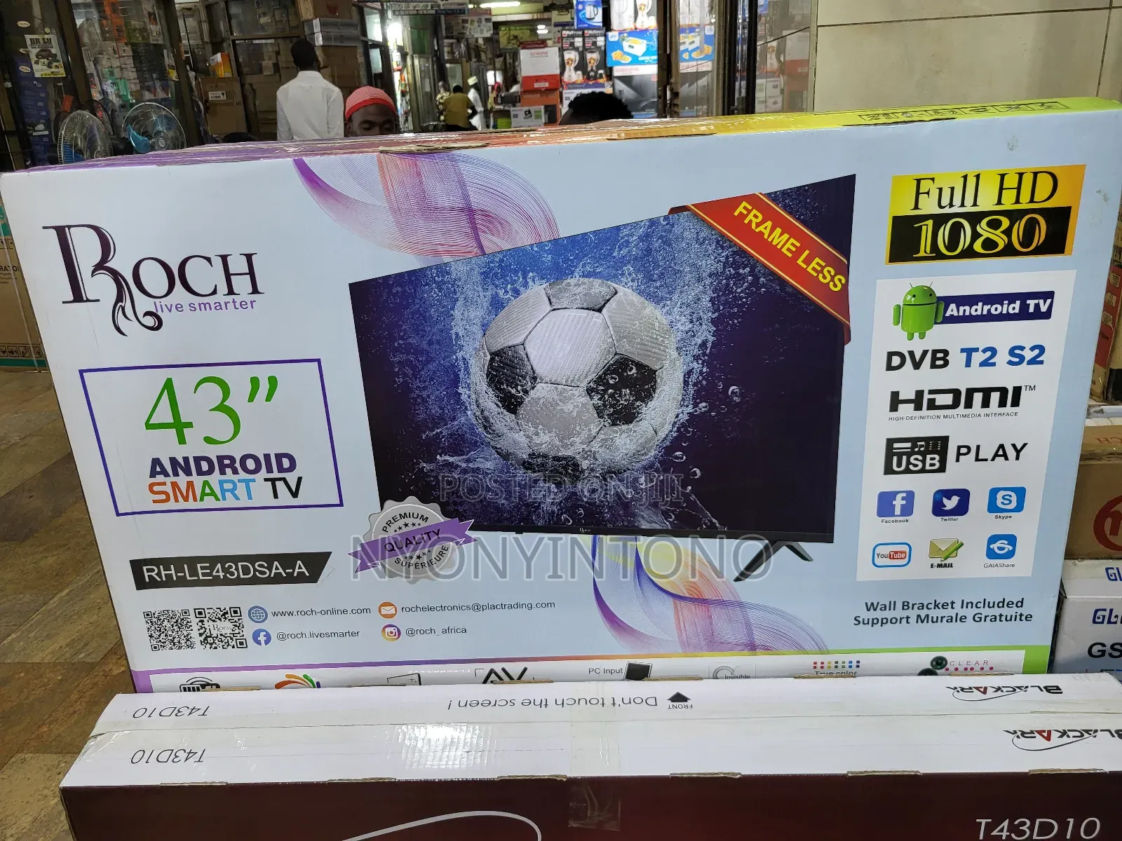 Roch 43" Android Smart Flameless Tv With Inbuilt Free to Air Decoder