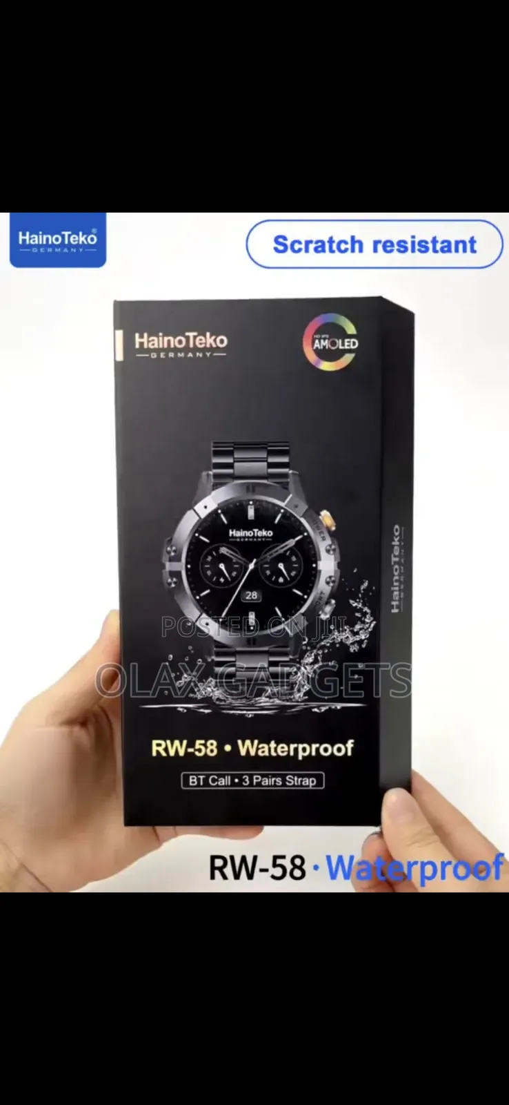 Hainoteko Rw58 Round Smart Watch Scratch Resistent With 3 Set Strap