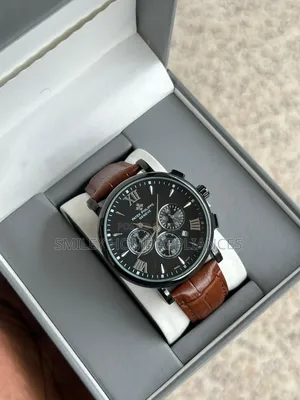 Men's Authentic Leather Strapped Patek Phillipe Men's Wrist Time Piece