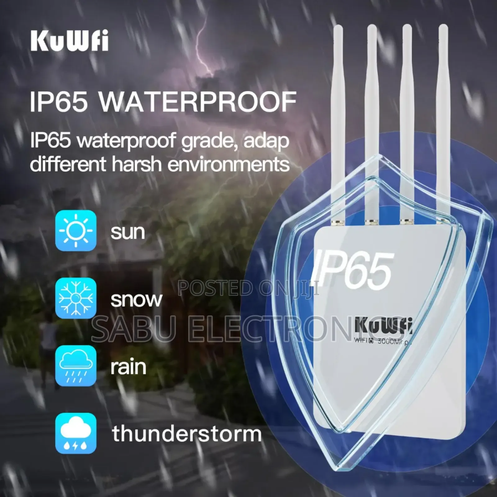 Kuwfi Wifi 6 Outdoor Access Point 3000mbps | 600m Coverage 2.4 +5ghz
