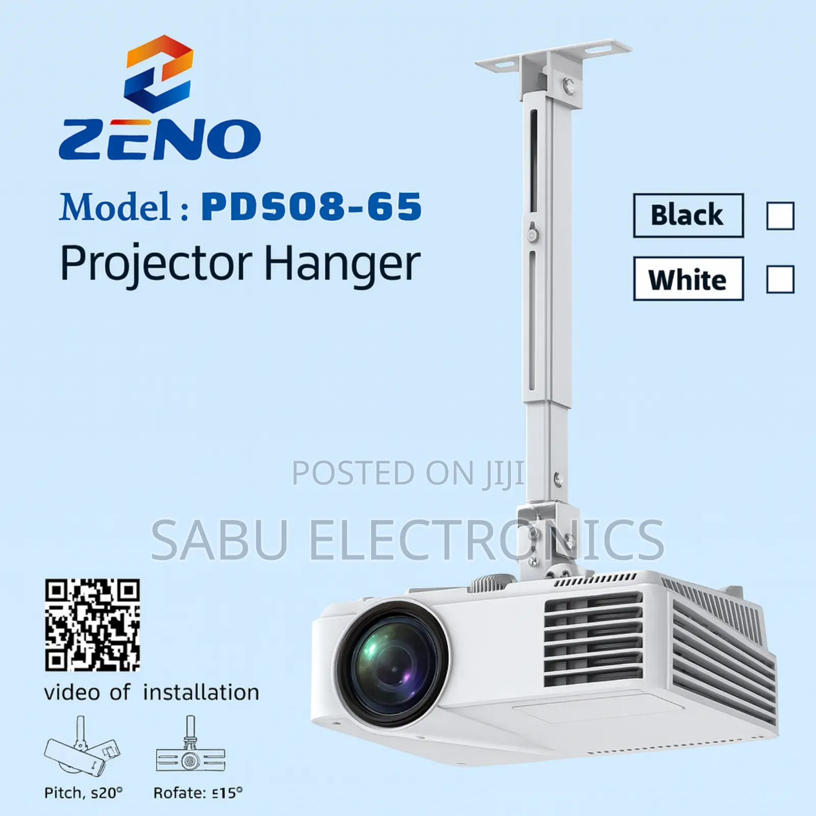 Zeno Adjustable Projector Hanger – Projector Ceiling Wall Mount