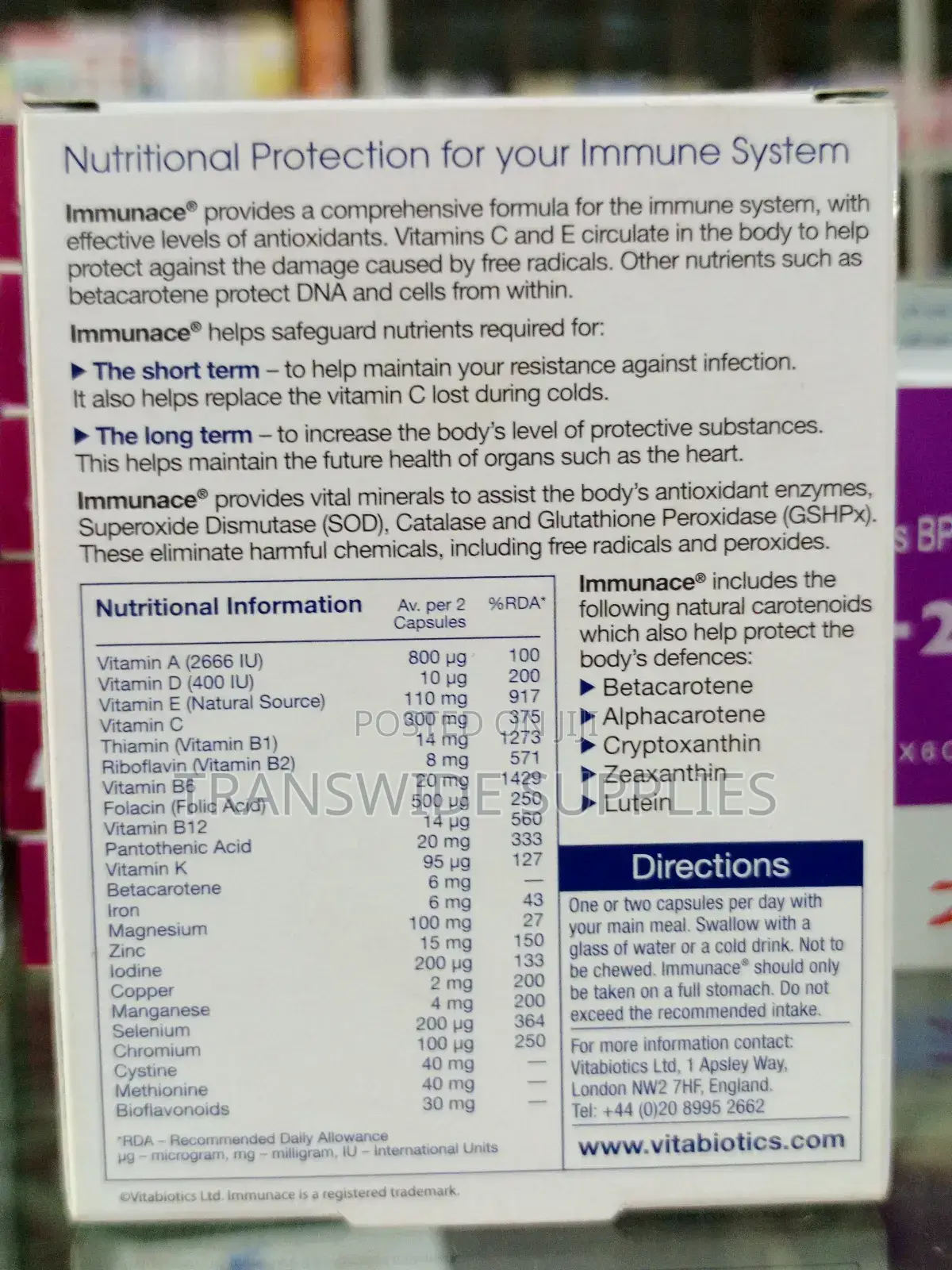 Immunace 30cps - Maintains Healthy Immune Resistance Cell Protection