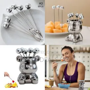 Stainless Steel Dessert Forks With Storage Jar Cute Bear Utensils