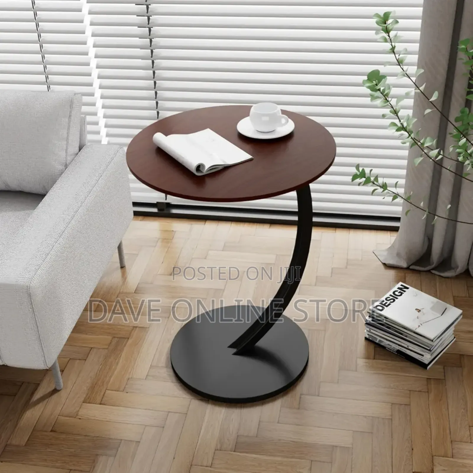 ,C Shaped End Table,Easy to Assemble Metal Frame Nightstand,