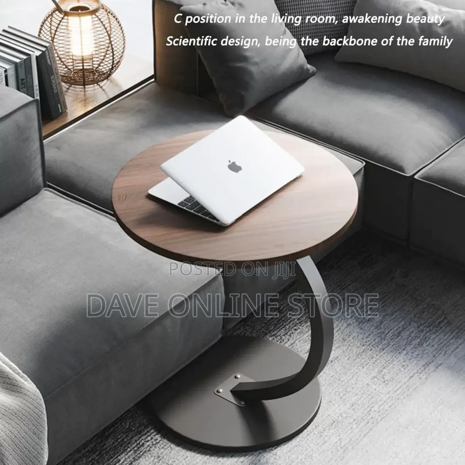 ,C Shaped End Table,Easy to Assemble Metal Frame Nightstand,
