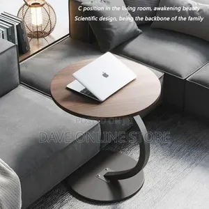 ,C Shaped End Table,Easy to Assemble Metal Frame Nightstand,