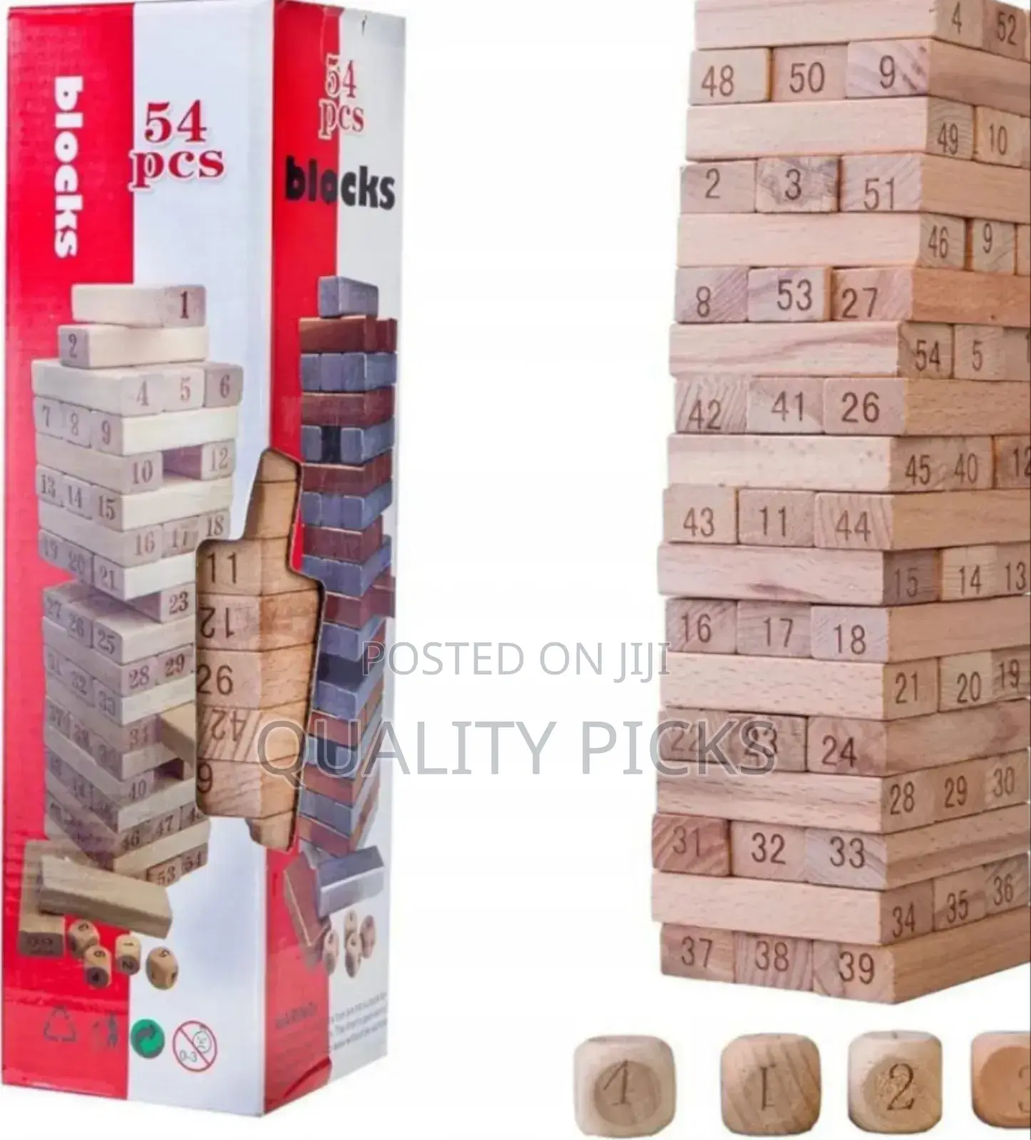 Jega Stacking Game, Wooden Blocks 54pcs Available.