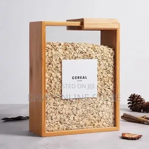 Wooden Cereal Storage Box, Airtight Pantry Bins