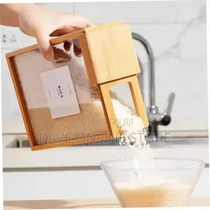 Wooden Cereal Storage Box, Airtight Pantry Bins