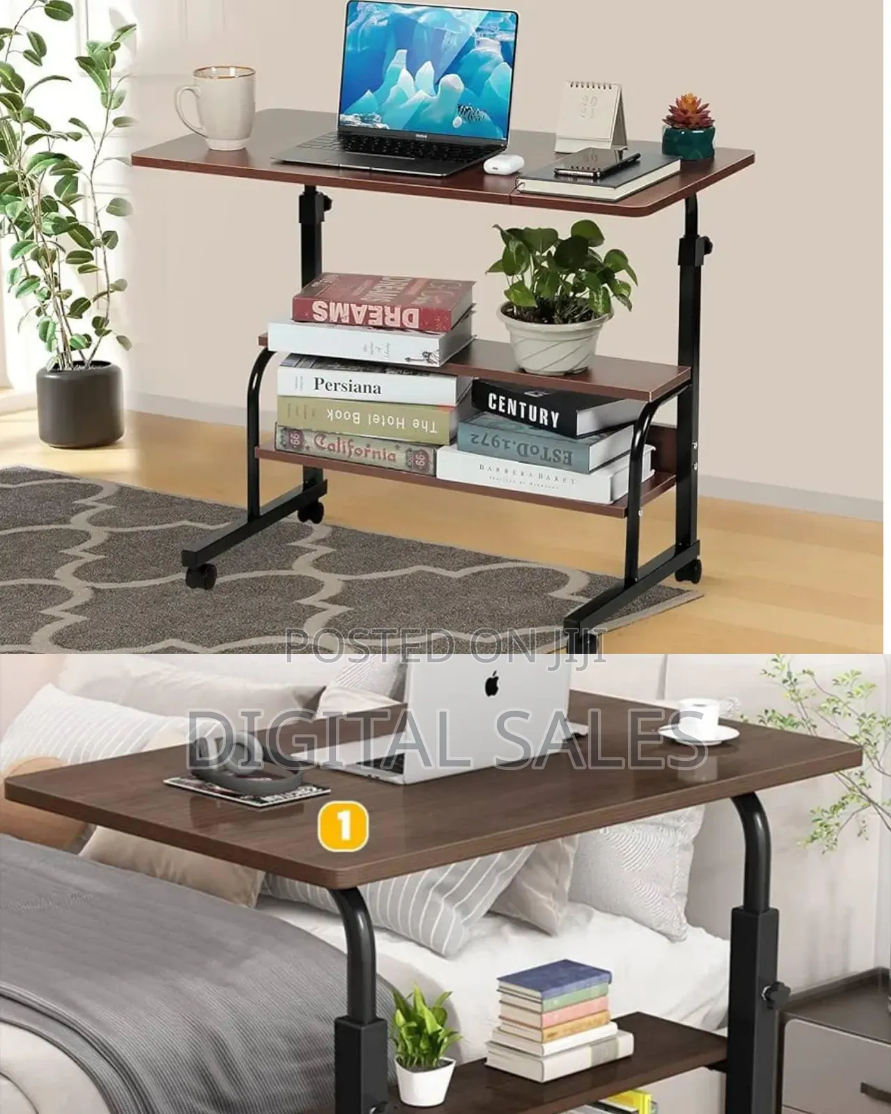 Adjustable Height Computer Desk Bedside Table Portable Mobile