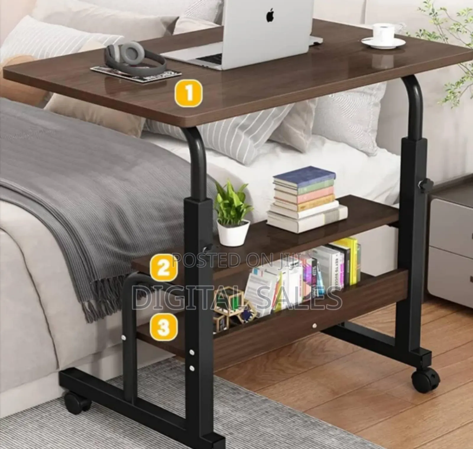 Adjustable Height Computer Bedside Table Portable Mobile Laptop Desk