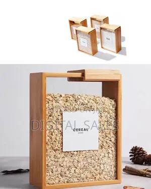 Wooden Cereal Storage Box, Airtight Pantry Bins Container With Lids,