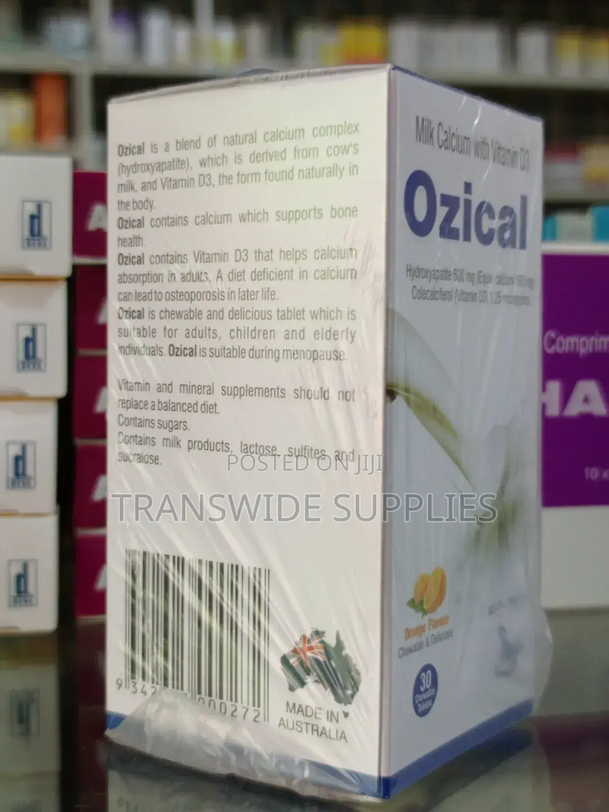 Ozical 30 Chewable Milk Calcium With Vit D3 Tabs - For Bones Muscles