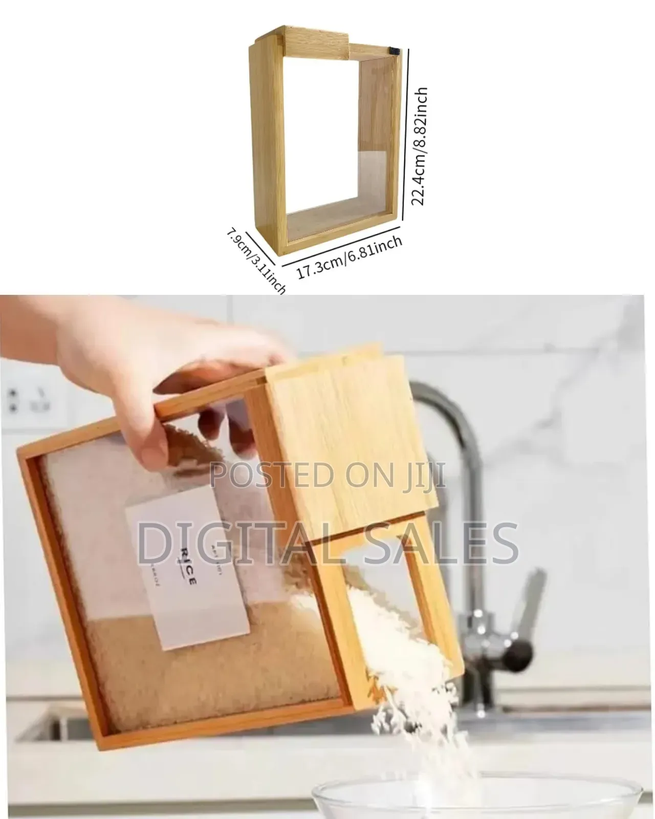 Wooden Cereal Storage Box, Airtight Pantry Bins Container With Lids,0