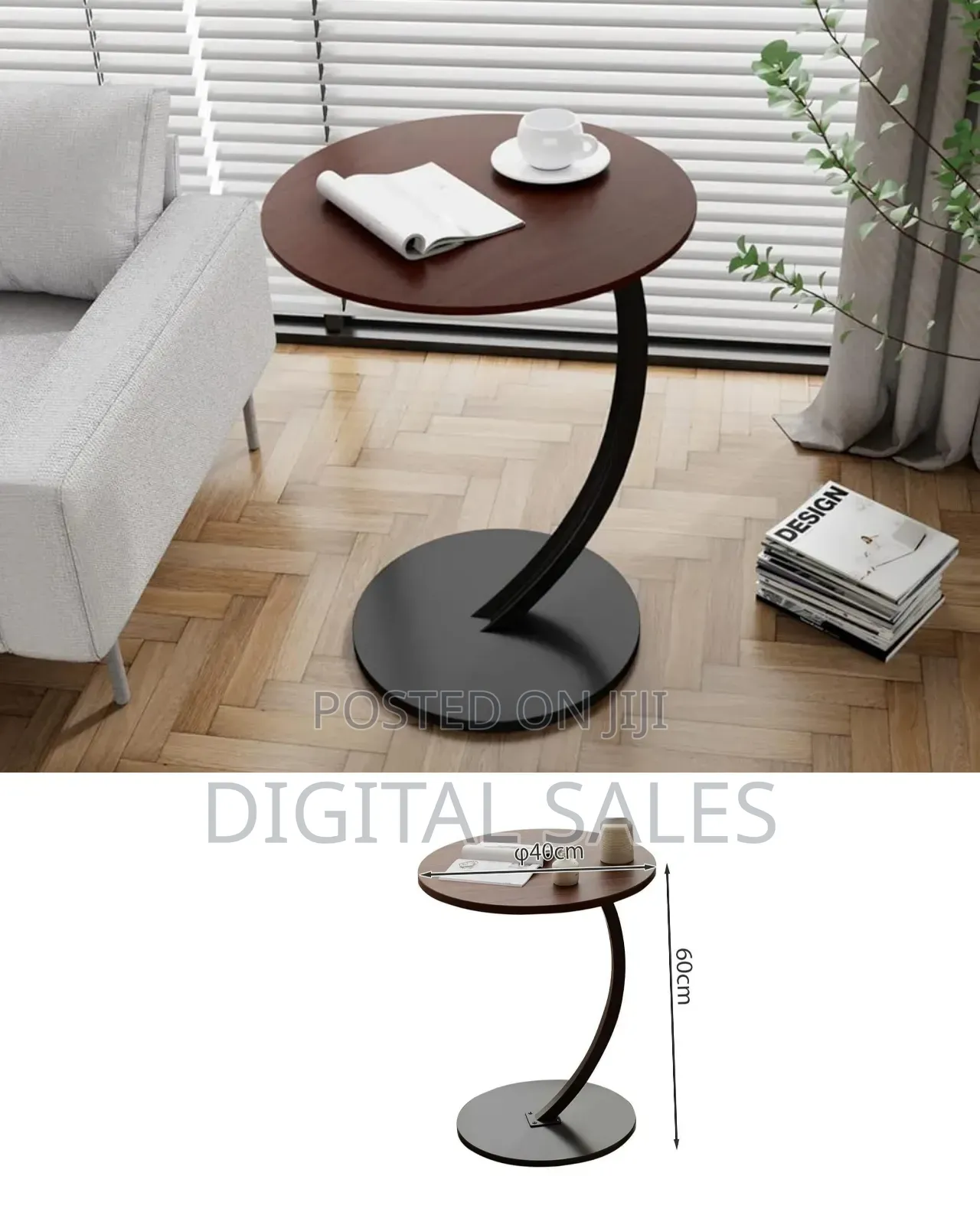 ,C Shaped End Table,Easy to Assemble Metal Frame Nightstand