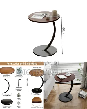 ,C Shaped End Table,Easy to Assemble Metal Frame Nightstand