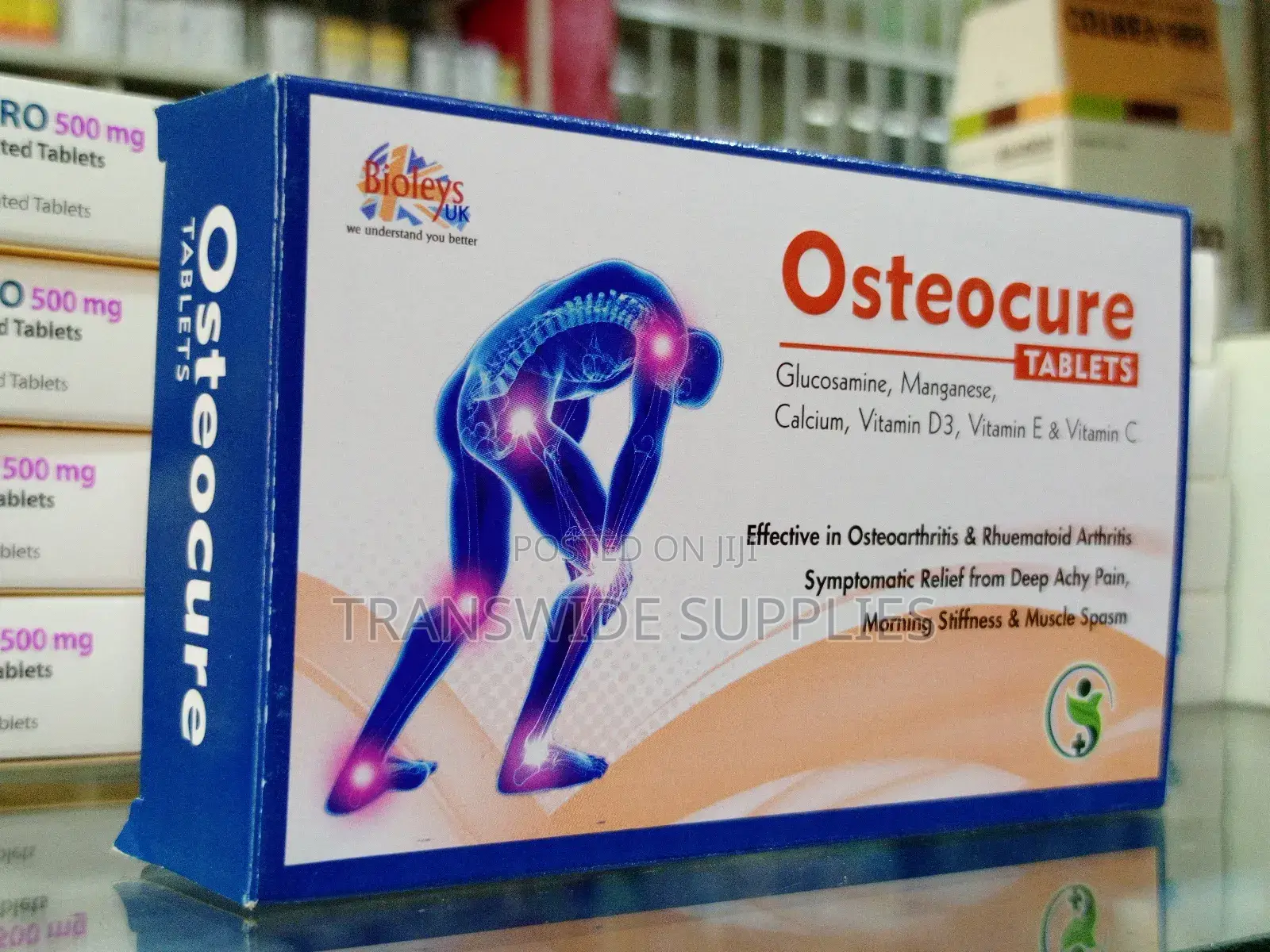Osteocure 30 Tabs Glucosamine, Calcium, Vit D3, E C - For Arthritis