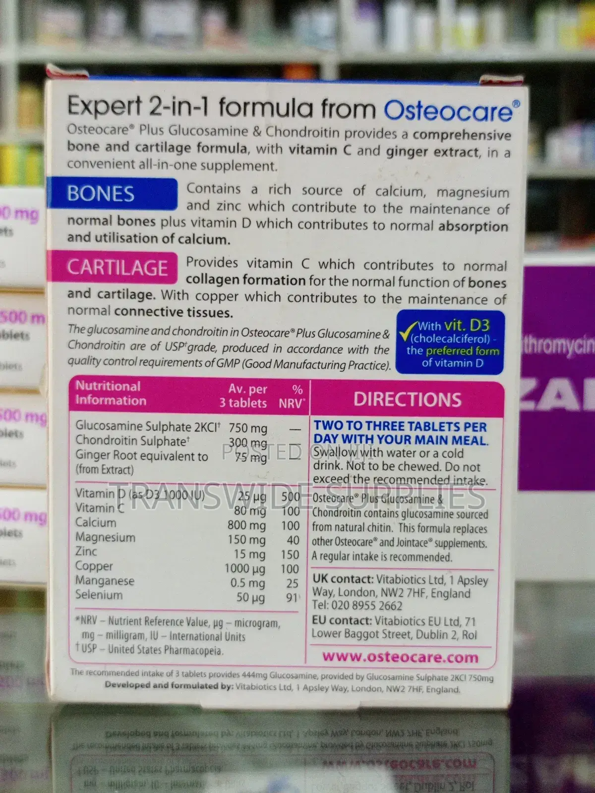 Osteocare Plus Glucosamine Chrondrotin 60tabs -for Bones Cartilage