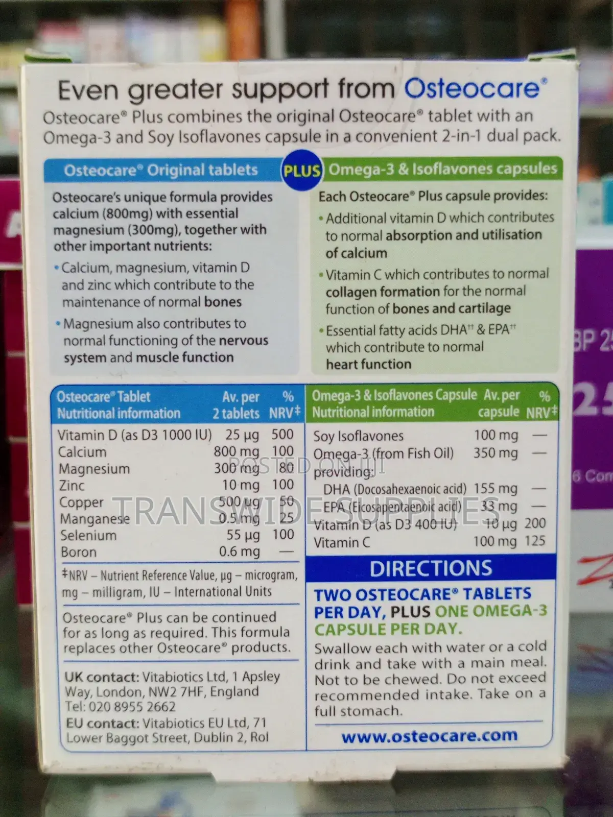 Osteocare Plus Omega-3 Soy Isoflavones, Calcium - For Healthy Bones