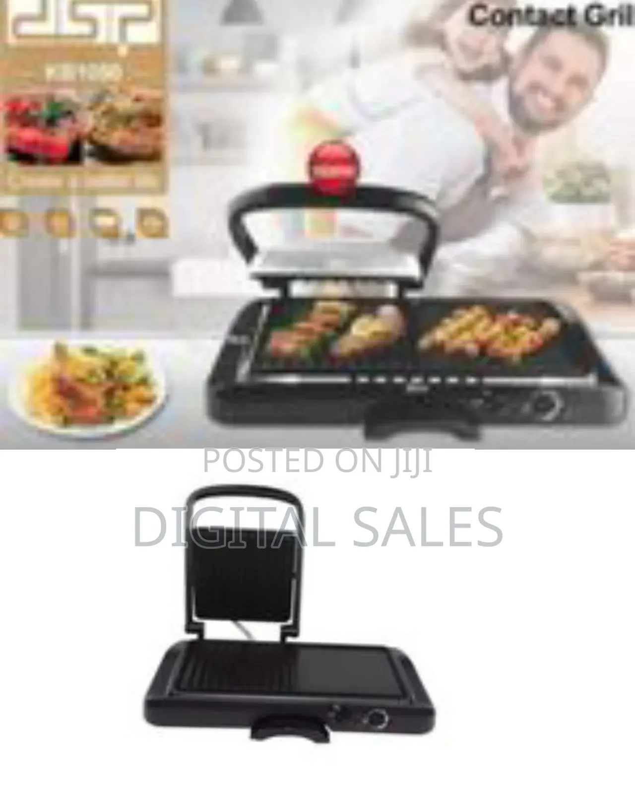 DSP 2 In1 Ielectric Portable Nonstick Barbecue Press Machine - Black