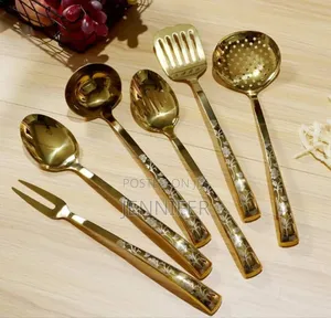 Stainless Steel Kitchen Utensil Set With a Stand