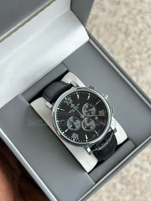 Black Leather Strapped Patek Phillipe Men's Original Wrist Time Piece