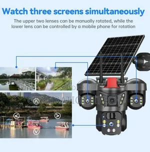 4g Solar Camera Triple Lens-wireless Outdoor, With Night Vision