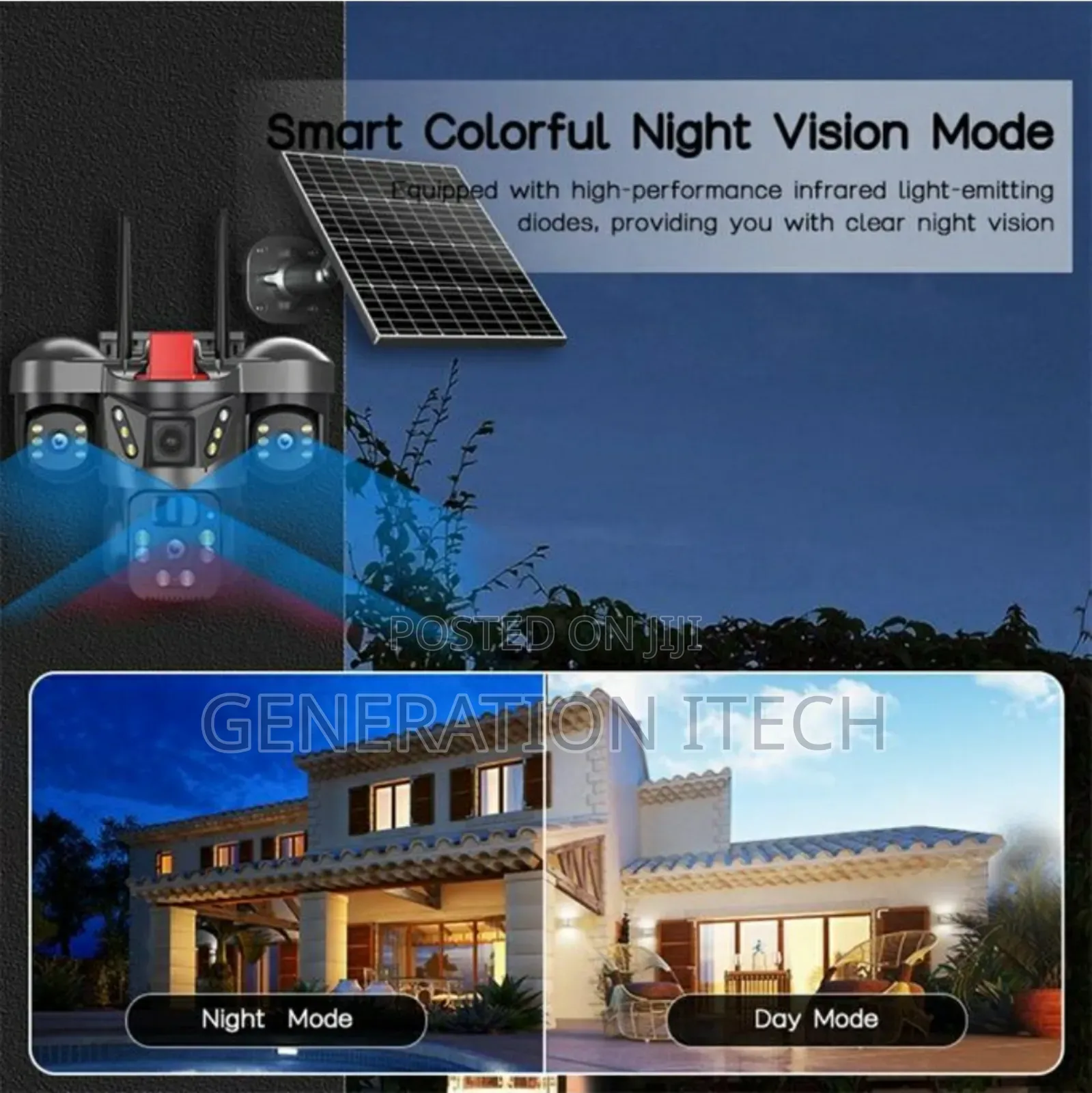 4g Solar Camera Triple Lens-wireless Outdoor, With Night Vision