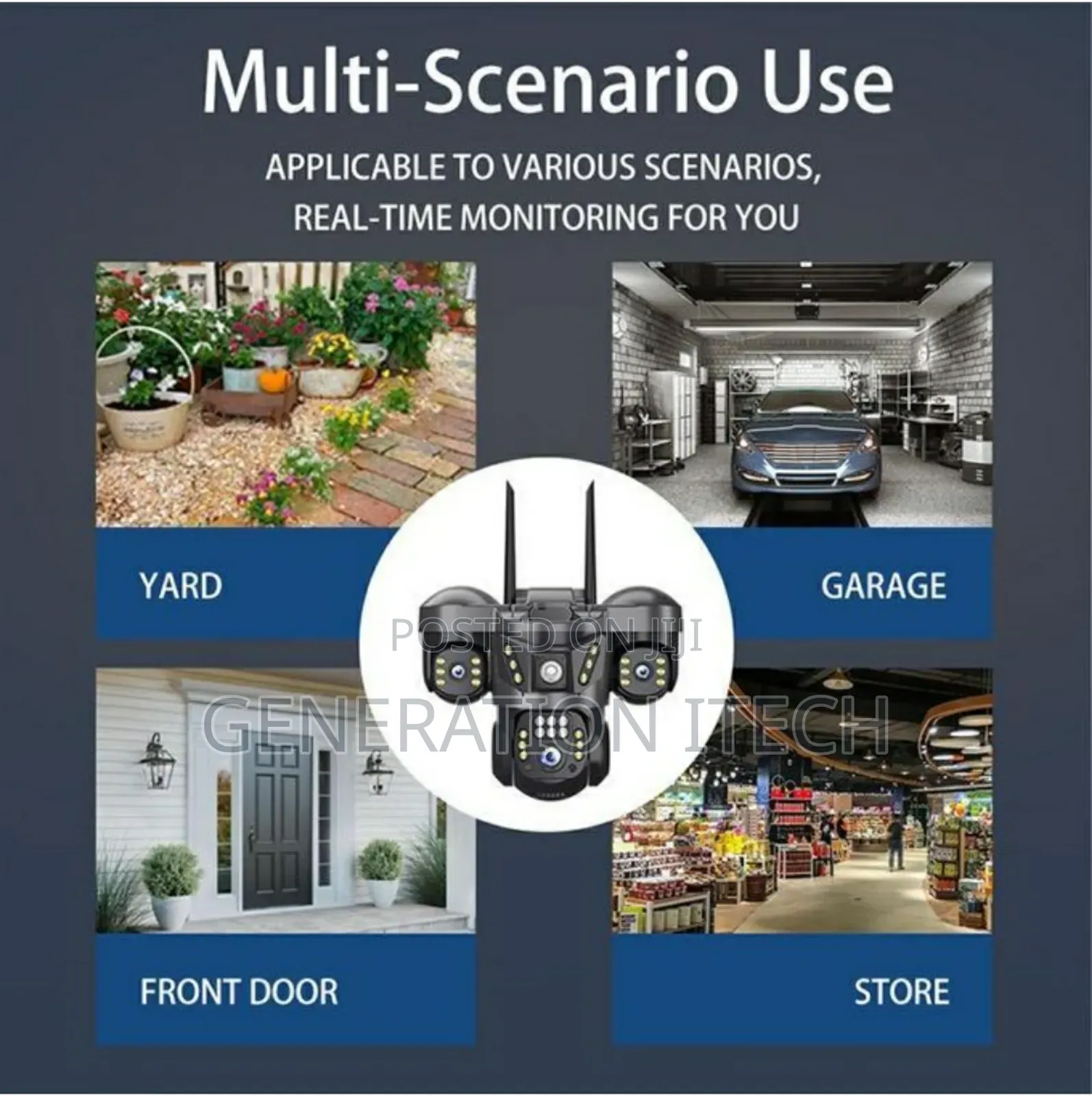 4g Solar Camera Triple Lens-wireless Outdoor, With Night Vision