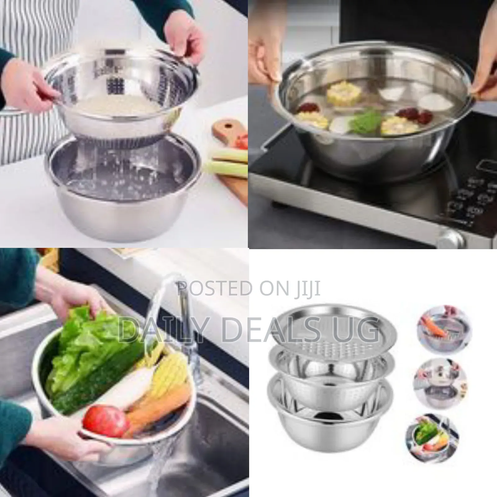 Other 3 in 1 Colander Basin, Grater Strainer Rice Drain Basket Salad