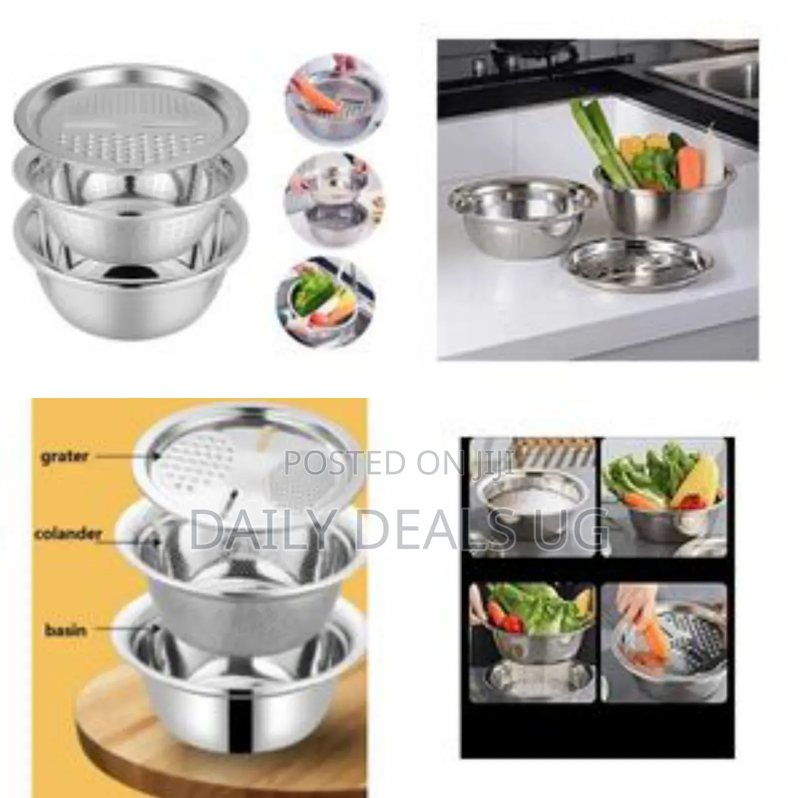 Other 3 in 1 Colander Basin, Grater Strainer Rice Drain Basket Salad