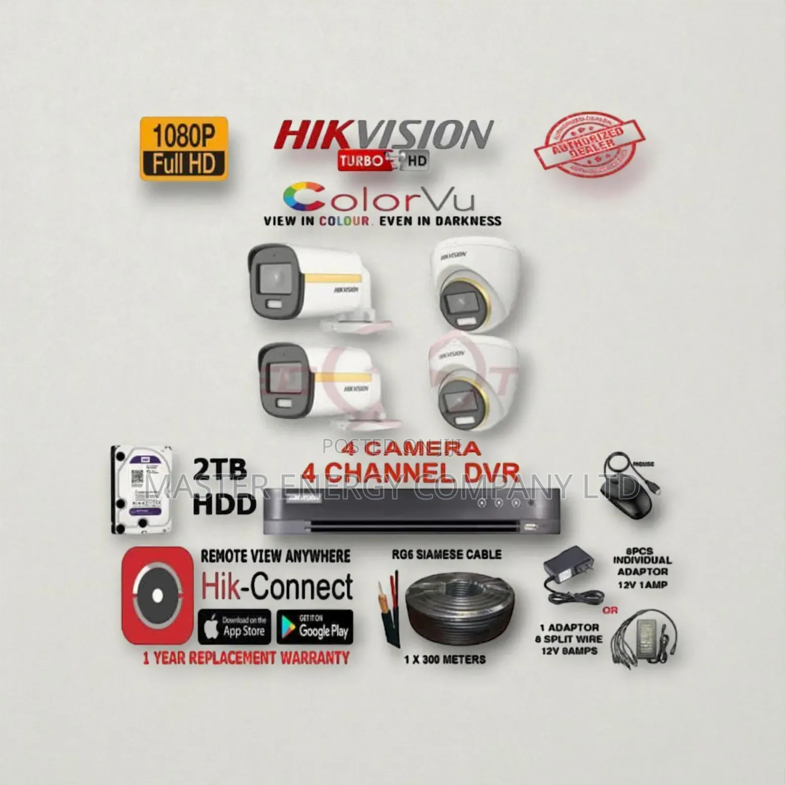 4 Channel CCTV Cameras Full Kit 2mp Boir