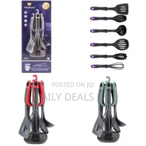 7 Piece Silicone Non Stick Kitchen Tool Cooking Utensils Serving Spoon