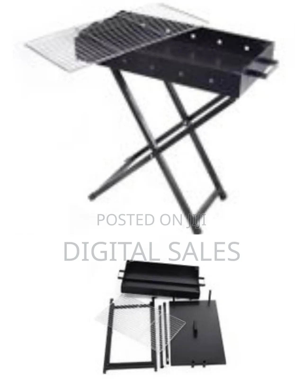 80x30cm Heavy Duty Foldable BBQ Stand With Kabab Smoker Grill Durable