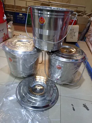 Indian Heavy Stainless Steel Bucket With Lids.