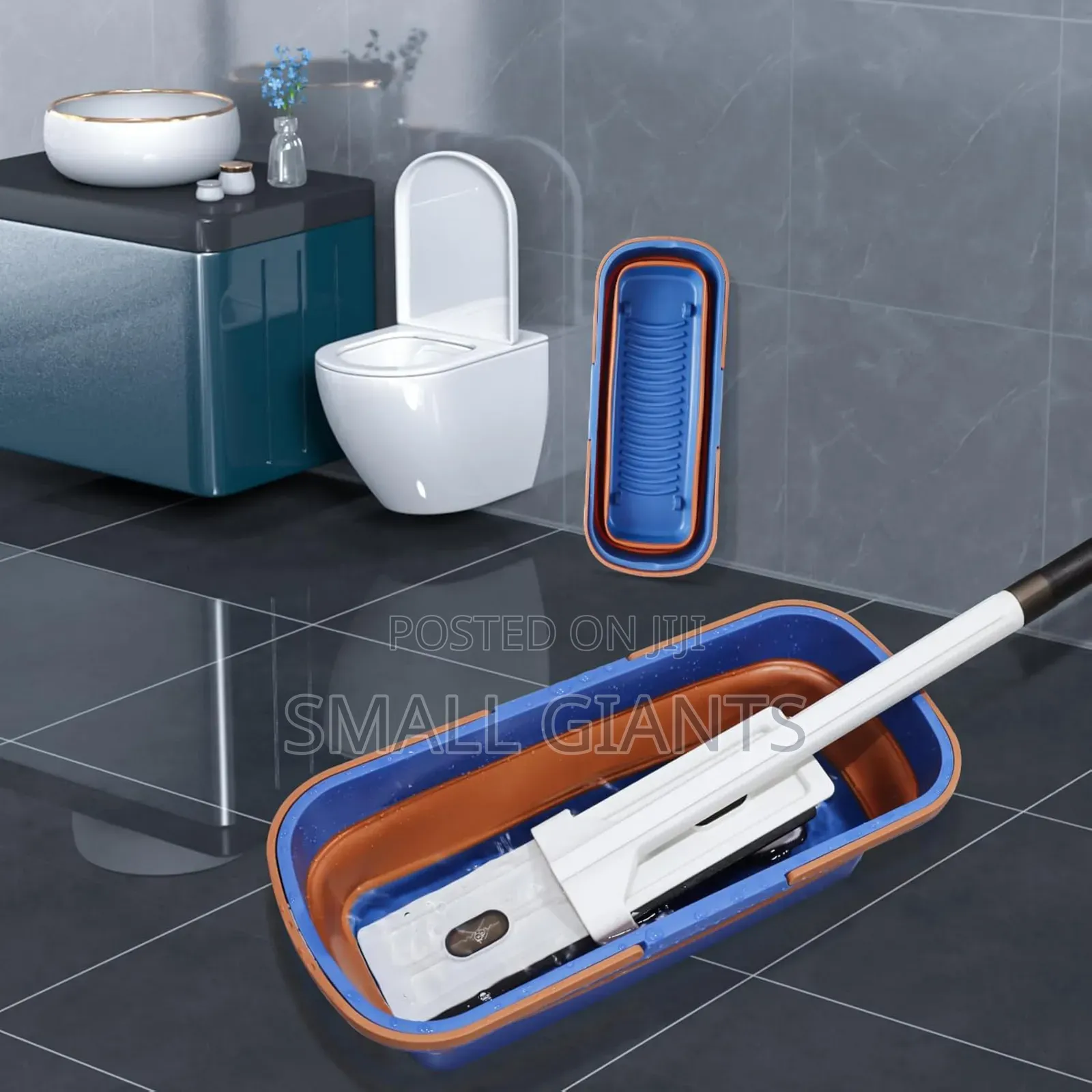 Large Flat Foldable Cleaning Bucket With Mop