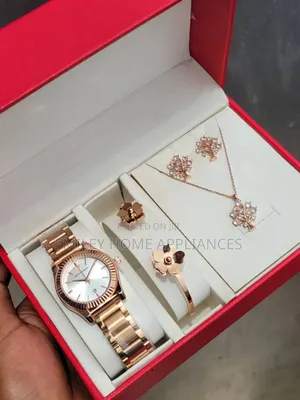 Rose Gold Women's Original Fancy Gift Box Time Piece With Bracelet