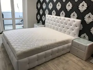 White Leather 5 by 6 Bed