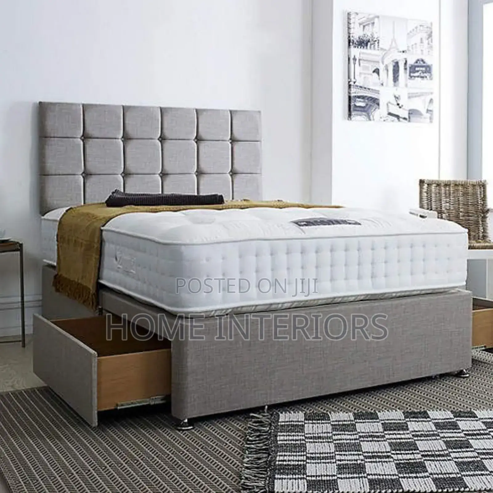 A Storage Drawers Bed in Gray