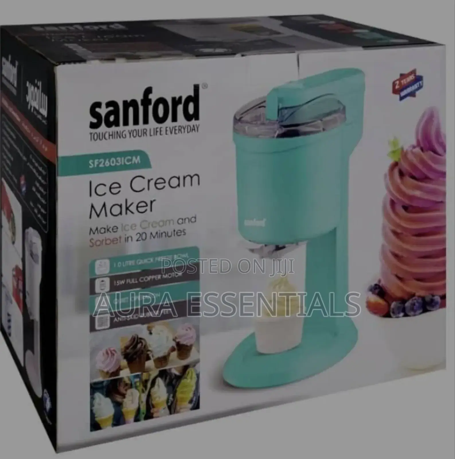 Sanford Ice Cream Maker, 1000ml Bowl, 15w,