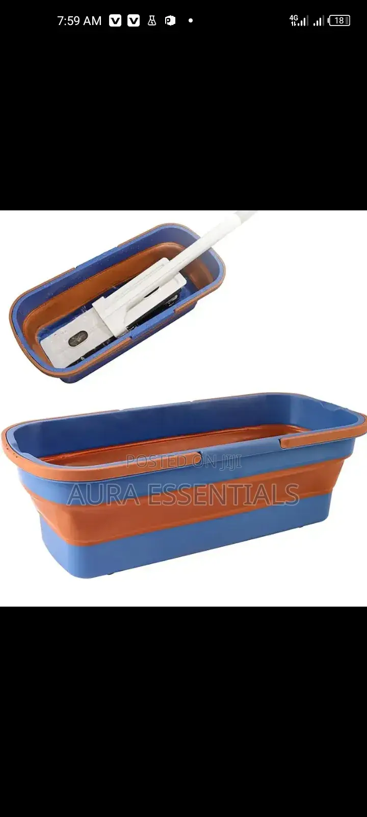 Large Flat Foldable Cleaning Bucket With Mop