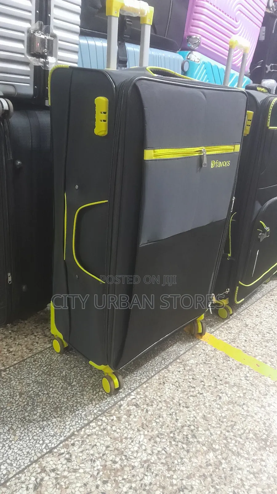 4 Wheels Large Black Suitcase