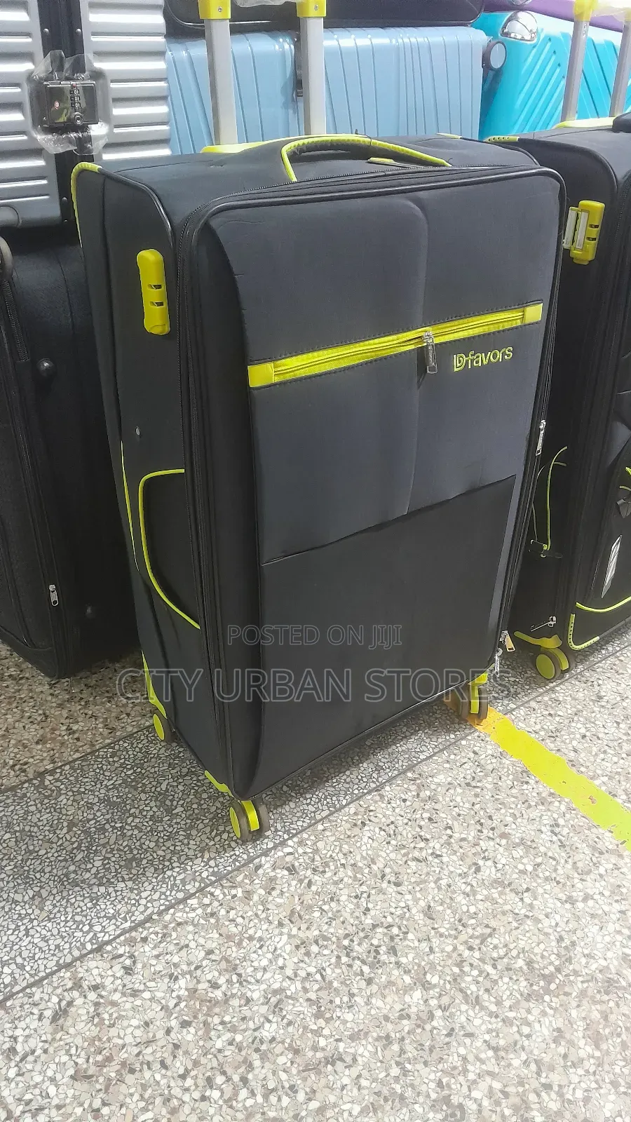 4 Wheels Large Black Suitcase