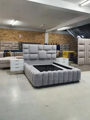 Light Gray Bed With Two Storage Drawers