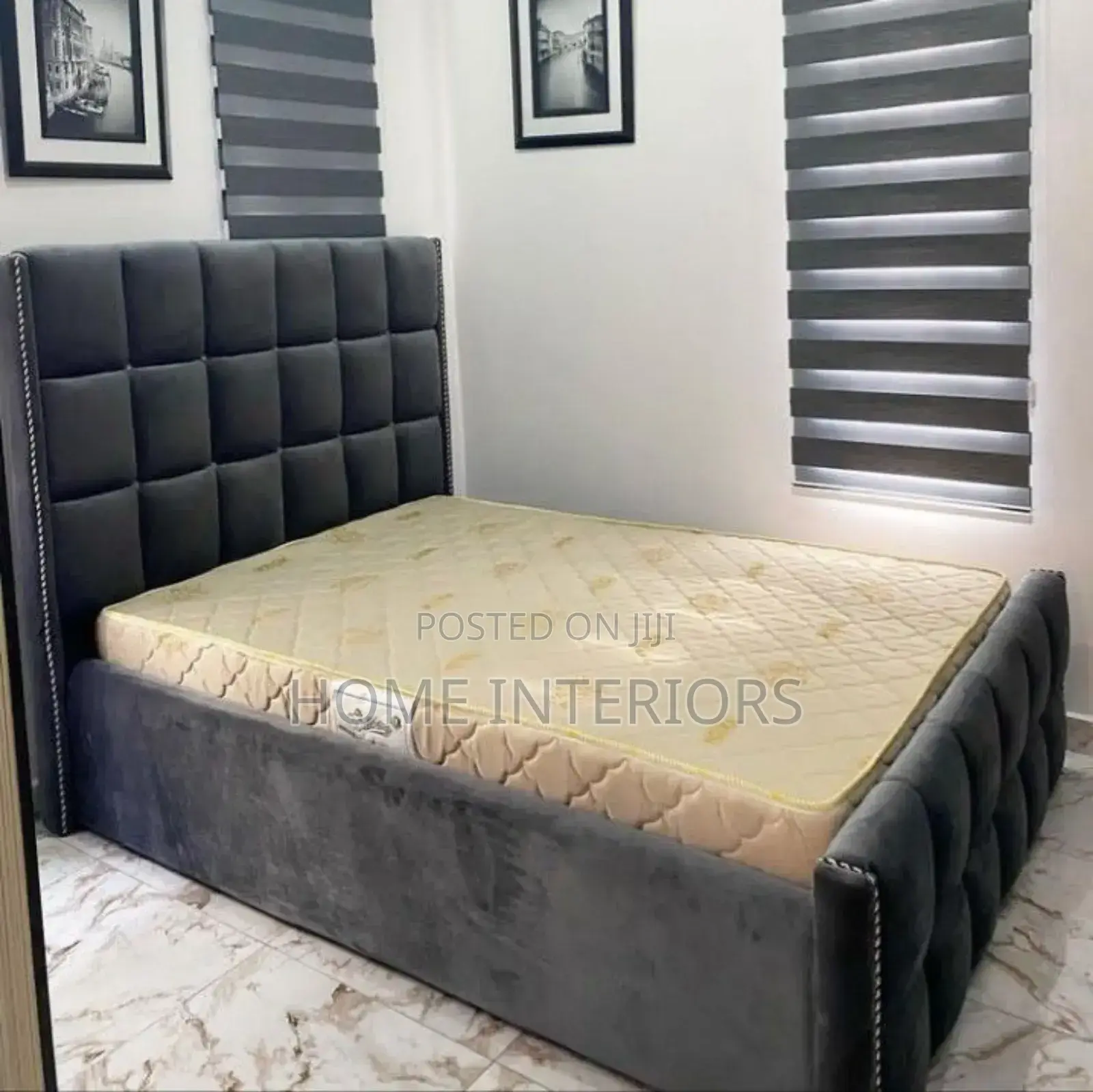 Dark Gray Colored Bed
