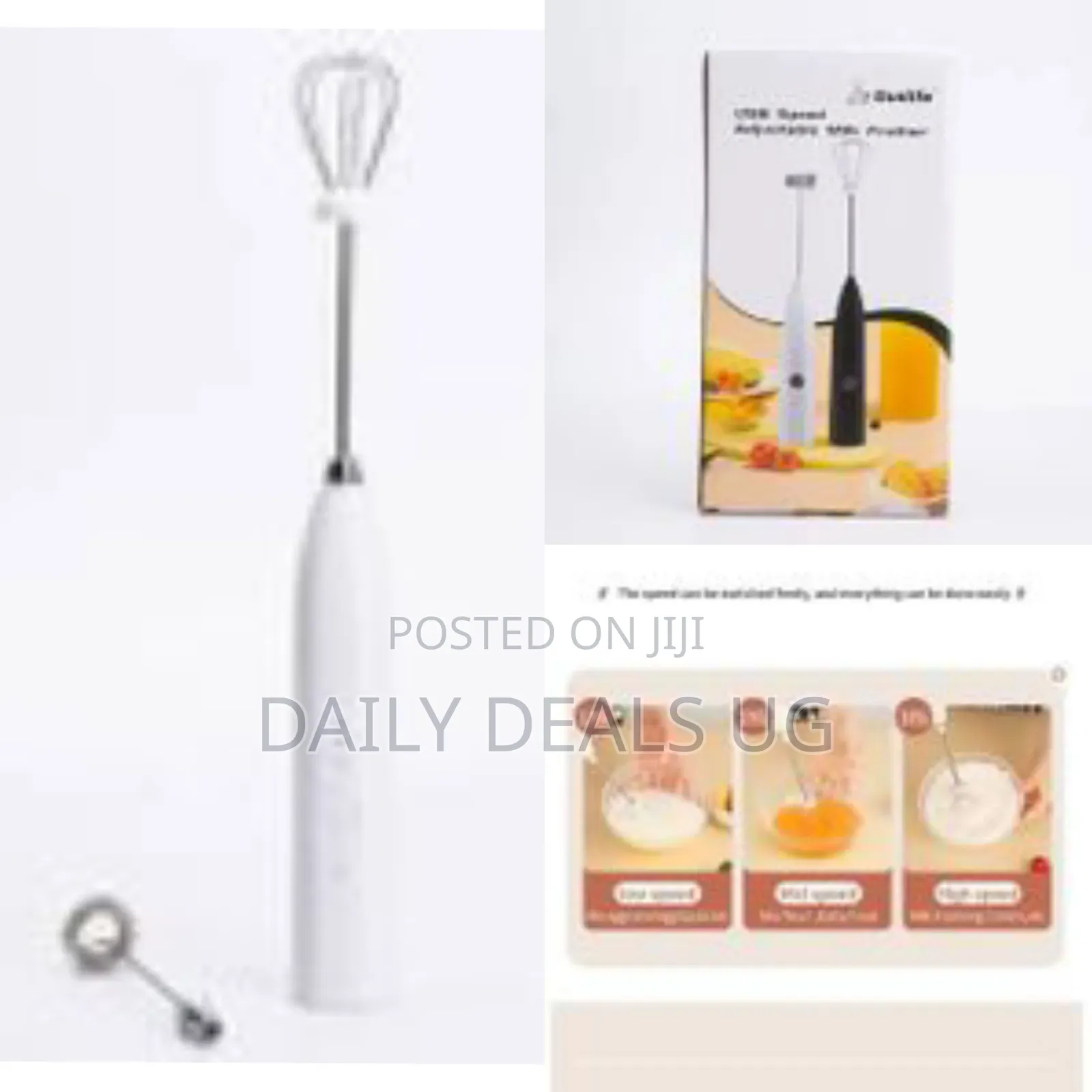 Rechargeable Electric Plastic Handle Egg Beater Coffee Milk Frother