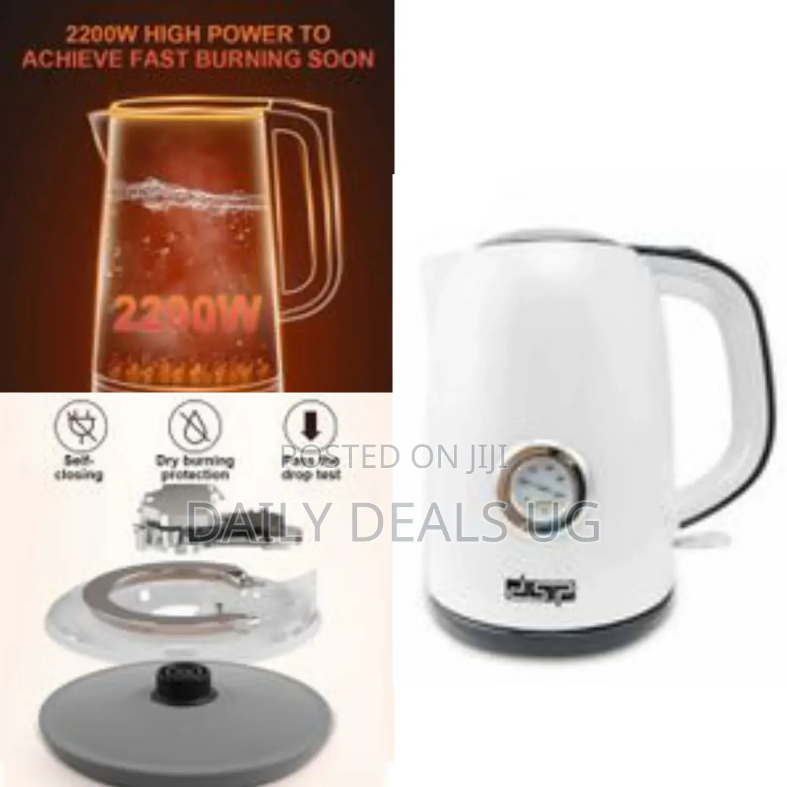 DSP 1.7 Litre Portable Hot Water Boiling Electric Kettle- White